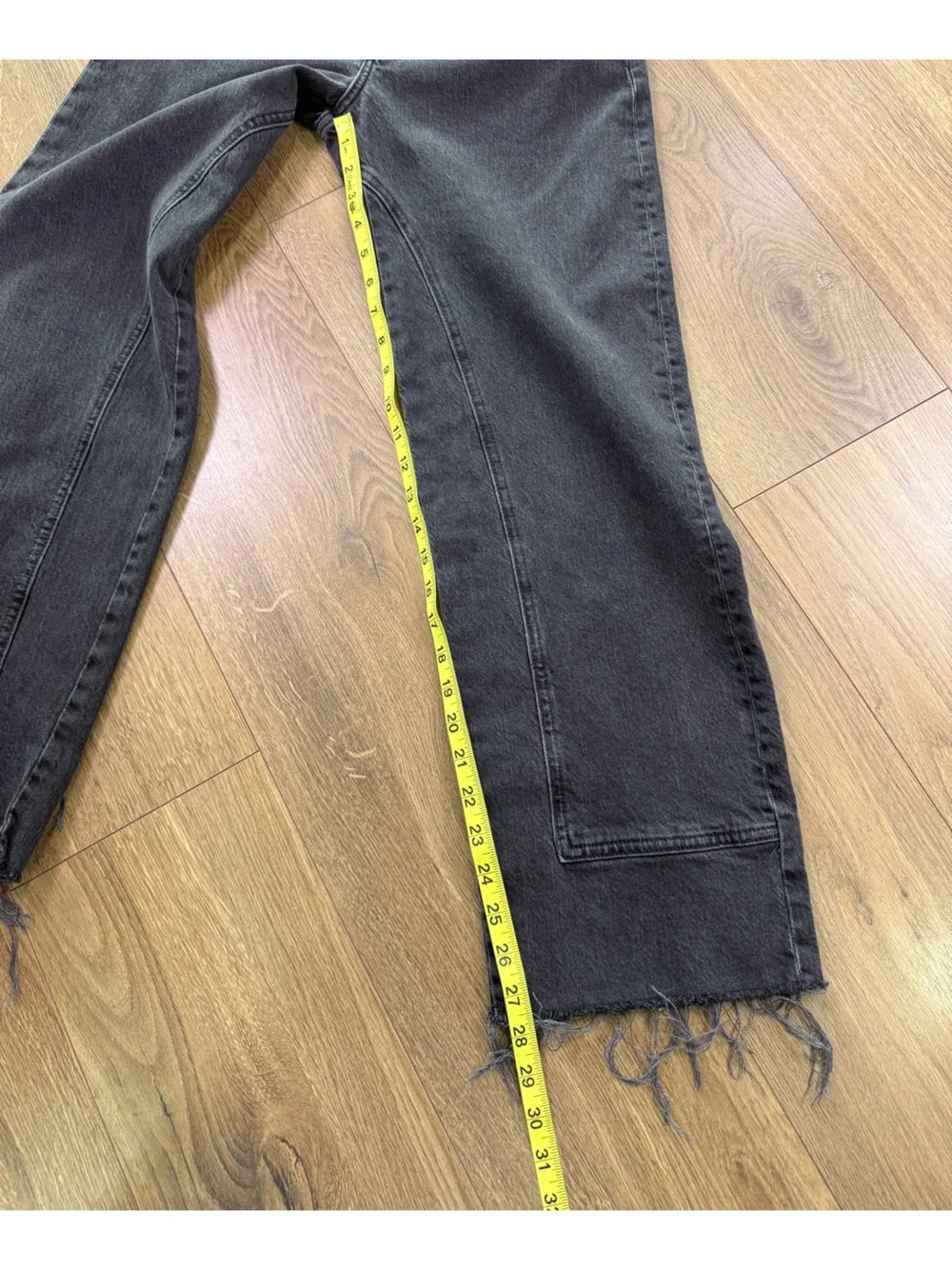 Free People We The Free Risk Taker Raw Hem Straight Leg Jeans Black Size 27